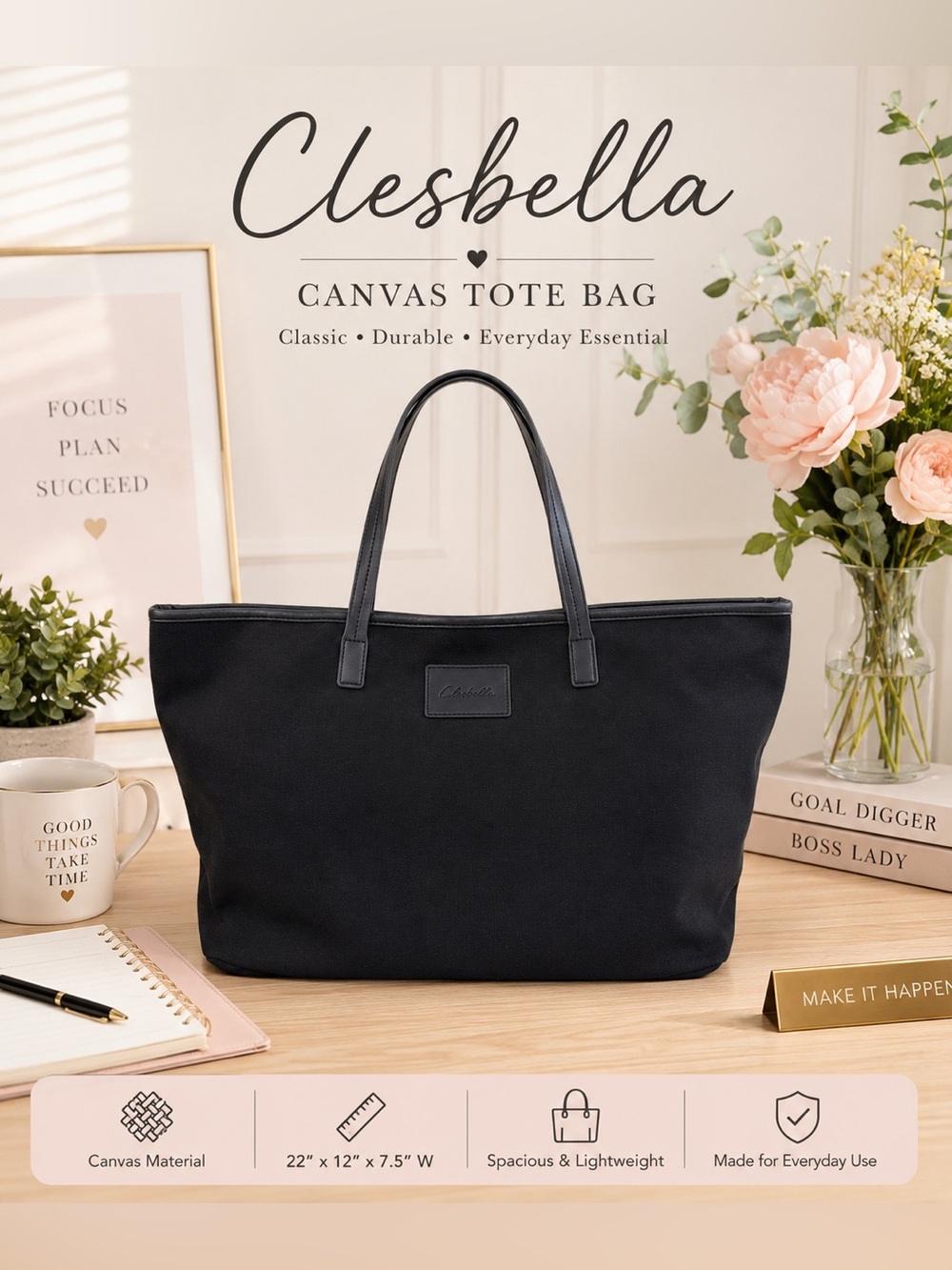 Clesbella Canvas Tote Bag